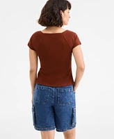 On 34th Women's Snap-Front T-Shirt, Exclusively at Macy's