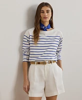 Lauren Ralph Women's Striped Cotton Jersey Boatneck Top