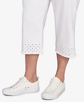 Ruby Rd. Plus Embroidered Hem Soft Stretch Denim Capri Pants