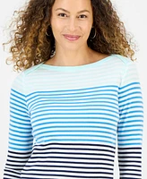 Style & Co Petite Striped Cotton Top, Exclusively at Macy's