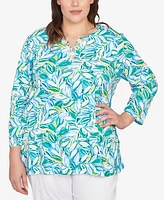 Ruby Rd. Plus Tossed Leaves Embellished Knit Top