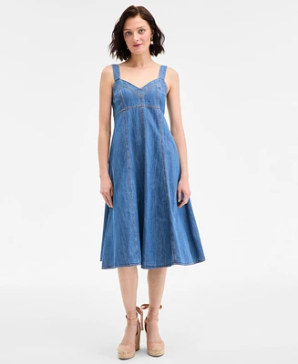 On 34th Women's Denim Sweetheart-Neck Midi Dress, Exclusively at Macy's