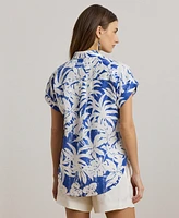 Lauren Ralph Women's Relaxed-Fit Print Short-Sleeve Shirt