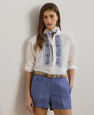 Lauren Ralph Lauren Women's Geo-Embroidered Cotton Broadcloth Shirt