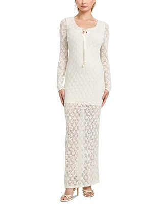 Guess Women's Long-Sleeve Alba Pointelle Maxi Dress