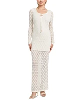Guess Women's Long-Sleeve Alba Pointelle Maxi Dress