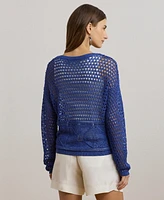Lauren Ralph Lauren Women's Pointelle-Knit Linen-Blend Sweater