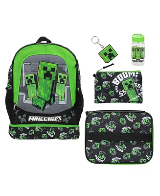 Minecraft Creepers 5-Piece 16” Backpack Set For School & Travel