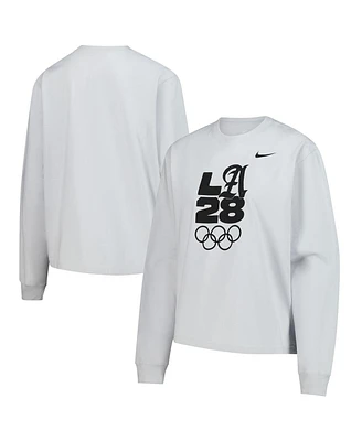 Nike Women's Gray LA28 Summer Olympics Boxy Long Sleeve T-Shirt