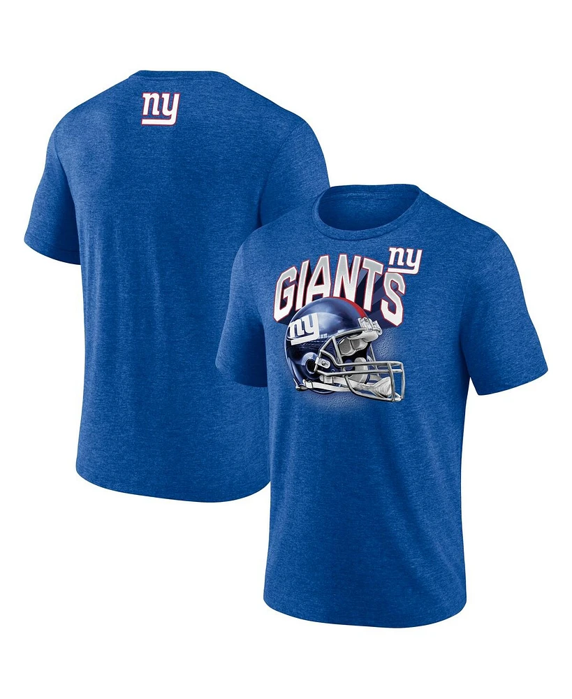 Fanatics Men's Heather Royal New York Giants Tri-Blend Helmet End Around T-Shirt