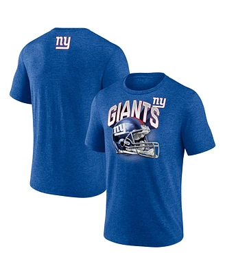 Fanatics Men's Heather Royal New York Giants Tri-Blend Helmet End Around T-Shirt