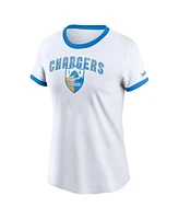 Nike Women's White Los Angeles Chargers Rewind Ringer Tri-Blend T-Shirt