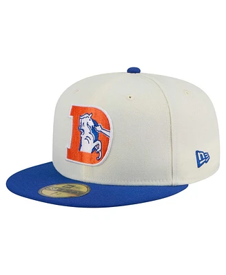 New Era Men's White/Royal Denver Broncos Main 59FIFTY Fitted Hat