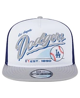 New Era Men's White/Gray Los Angeles Dodgers Retro Script Trucker 9FIFTY Snapback Hat
