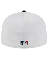 New Era Men's White/Navy Houston Astros Satin 59FIFTY Fitted Hat