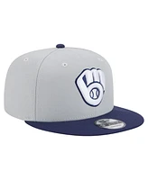 New Era Men's Gray/Navy Milwaukee Brewers 2-Tone Color Pack 9FIFTY Snapback Hat