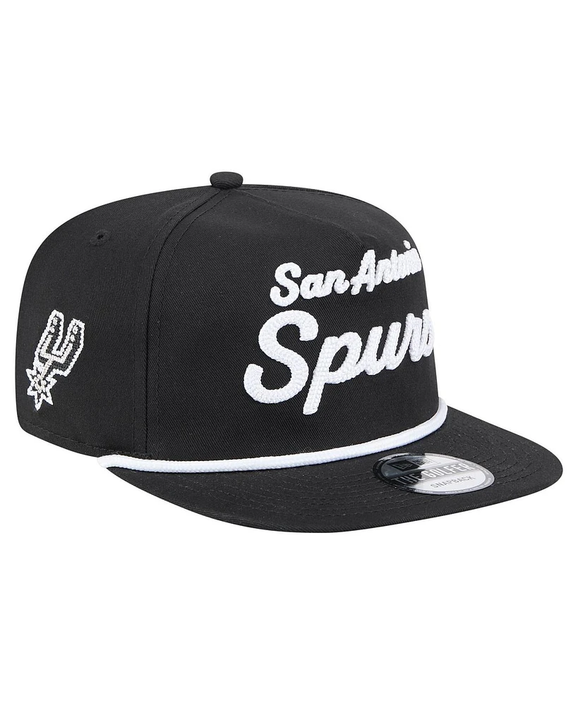 New Era Men's Black San Antonio Spurs Team Text Golfer Snapback Hat