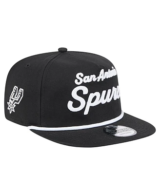 New Era Men's Black San Antonio Spurs Team Text Golfer Snapback Hat