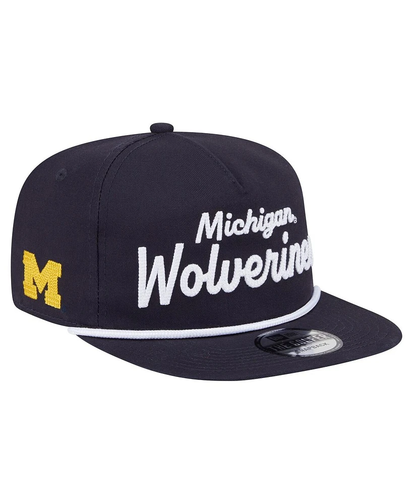 New Era Men's Navy Michigan Wolverines Adventure Team Text Golfer Snapback Hat