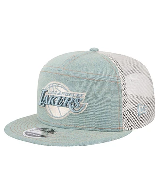New Era Men's Los Angeles Lakers Adventure Denim Split Panel 9FIFTY Snapback Trucker Hat