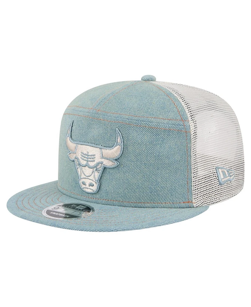 New Era Men's Chicago Bulls Adventure Denim Split Panel 9FIFTY Snapback Trucker Hat
