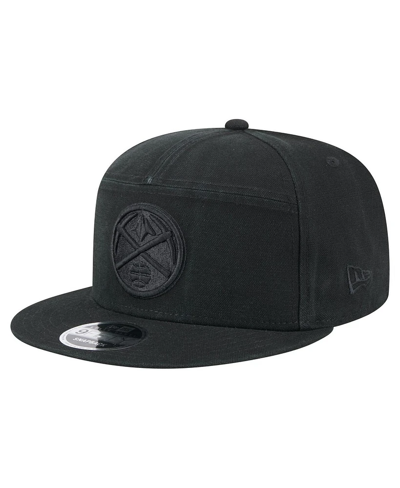 New Era Men's Black Denver Nuggets Adventure Canvas Split Panel 9FIFTY Snapback Hat