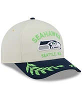 New Era Men's Cream/College Navy Seattle Seahawks 2025 Nfl Draft 9FORTY A-Frame M-Crown Adjustable Hat