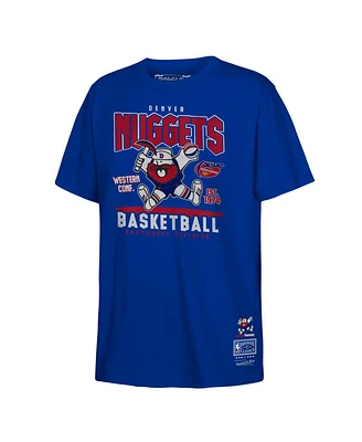 Mitchell & Ness Big Boys and Girls Royal Denver Nuggets Retro Mascot Script T-Shirt