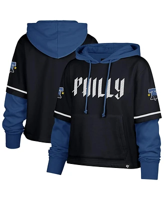 '47 Brand Women's Navy Philadelphia Phillies City Connect Shortstop Cropped Pullover Hoodie