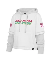'47 Brand Women's White San Diego Padres City Connect Shortstop Cropped Pullover Hoodie