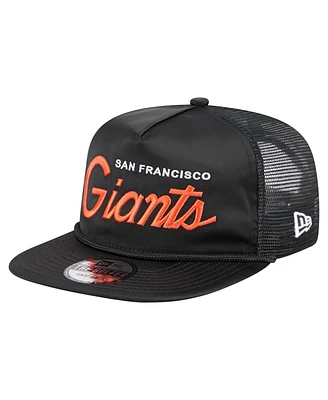New Era Men's Black San Francisco Giants Retro Satin Script Golfer Adjustable Hat