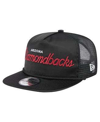 New Era Men's Black Arizona Diamondbacks Retro Satin Script Golfer Adjustable Hat