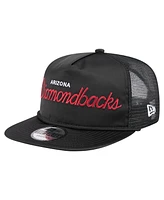 New Era Men's Black Arizona Diamondbacks Retro Satin Script Golfer Adjustable Hat