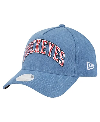 New Era Women's Denim Ohio State Buckeyes A-Frame 9FORTY Adjustable Hat