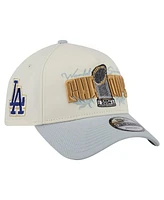 New Era Men's Cream Los Angeles Dodgers 2024 World Series Champions Parade Takedown A-Frame 9FORTY Adjustable Hat