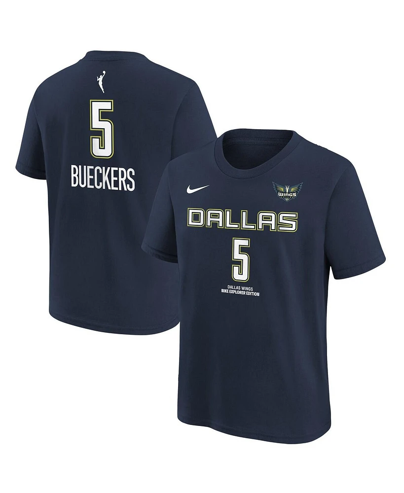 Nike Big Boys and Girls Paige Bueckers Navy Dallas Wings 2025 Wnba Draft Explorer Edition Name Number T-Shirt