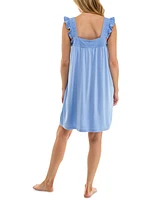 Roudelain Women's Eyelet-Knit Ruffled-Edge Sleep Dress