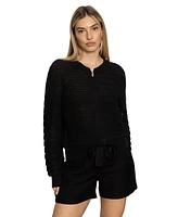 Sanctuary Women's Cotton Open-Knit Bomber Jacket