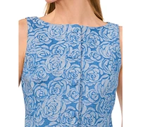 CeCe Women's Floral Jacquard Denim Button-Front Vest