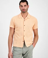 Guess Men's Wesley Short Sleeve Crochet Camp Shirt