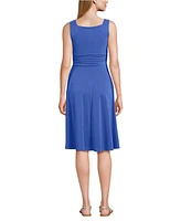 Lands' End Women's Cupro Fit and Flare Sleeveless Dress