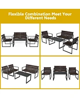 Gymax 4PCS Patio Conversation Furniture Set Yard Garden Outdoor w/ Coffee Table