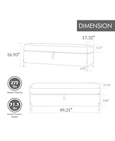 49.21 Inch Wide Velvet Upholstered Storage Bench with Flip Top Hidden Compartment for Bedroom Living Room Entryway or Window Seating Area-The Pop Home
