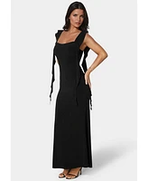 Bebe Women's Jersey Cascade Ruffle Dress