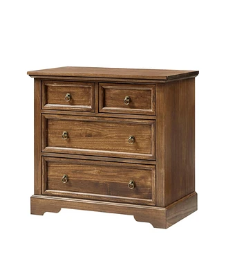 Narciso 4-Drawer Solid Wood End Table With Power Outlets and Usb Ports
