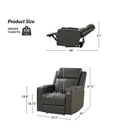 Damaso 35.5" Wide Genuine Leather Dual Motor Power Storage Lighting Recliner with Adjustable Headrest and Seat