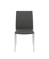 Set of 2 Faux Leather Steel Stacking Chairs for Dining Room or Office Seating