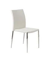 Set of 2 Faux Leather Steel Stacking Chairs for Dining Room or Office Seating