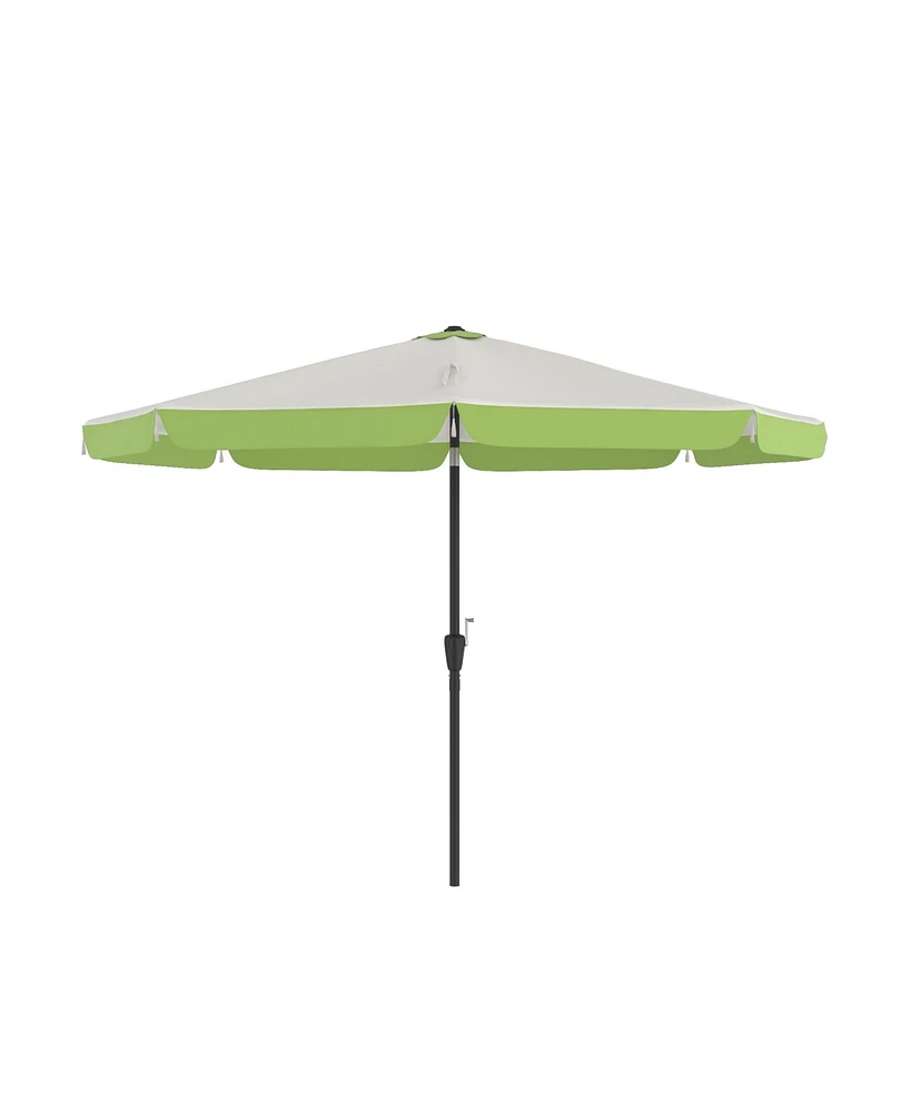 10 ft tassel umbrella, outdoor umbrella with tilt and crank for garden, deck, backyard, pool and beach, green