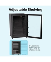 SnowLion Premium 131L Beverage Refrigerator 4.6 Cu.ft. Freestanding Mini Fridge With Glass Door in Black